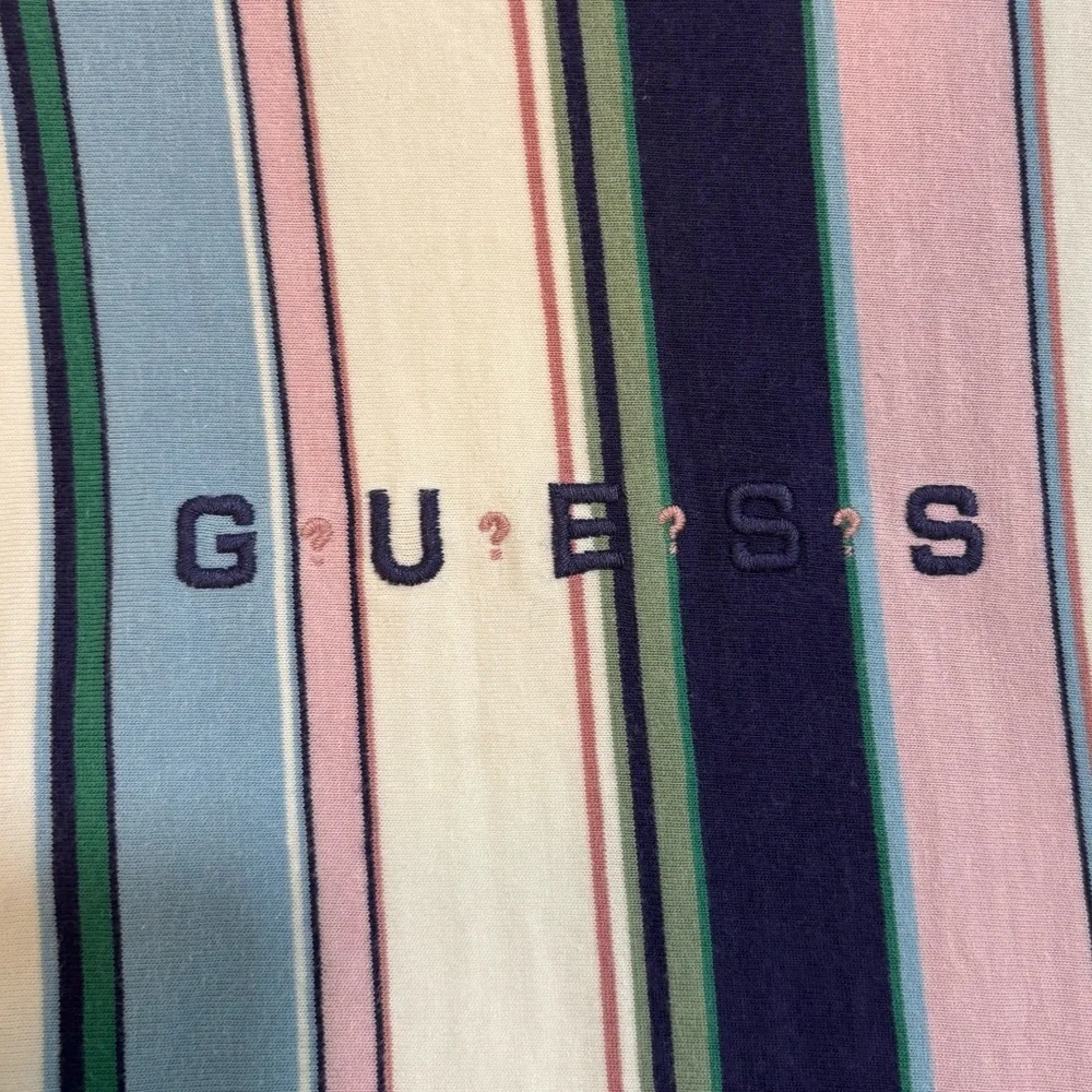 Guess Striped Retro Tee Pastel 40th Anniversary Size Medium - Picture 6 of 8
